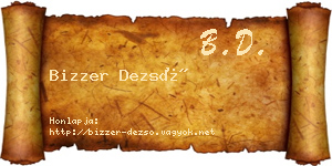 Bizzer Dezső névjegykártya